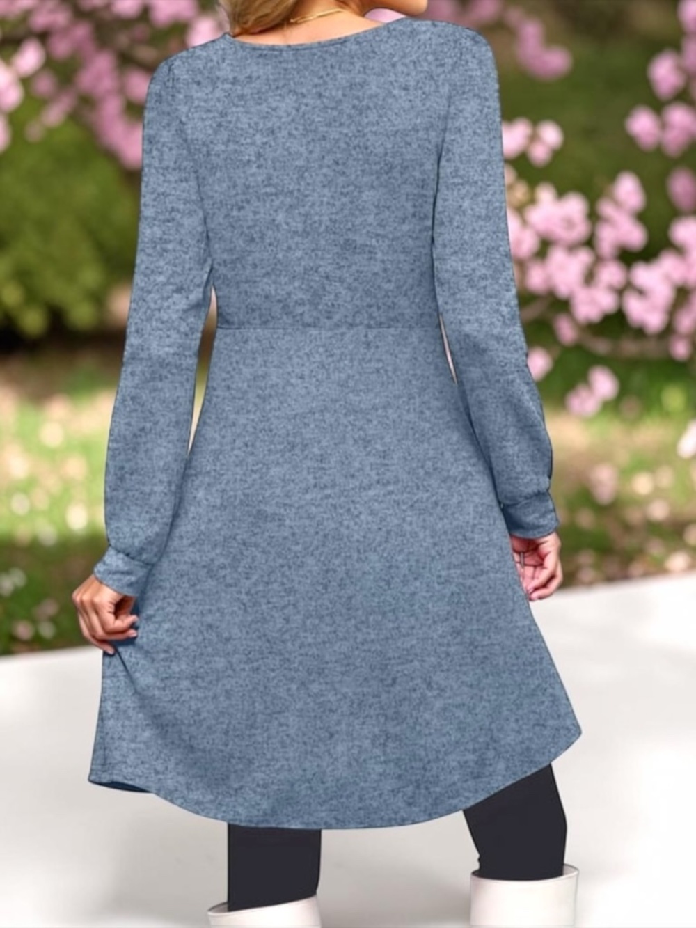 NWT Fantaslook Gray Sweater Dress XL Square Neck Long Sleeve Pockets - Picture 3 of 15